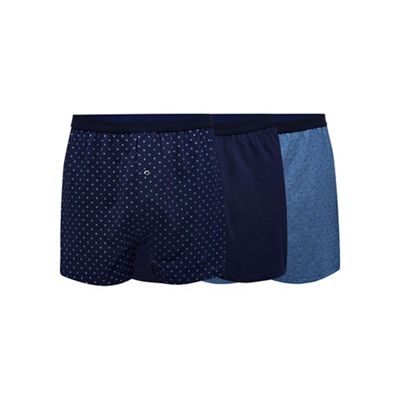 Pack of three navy button boxers